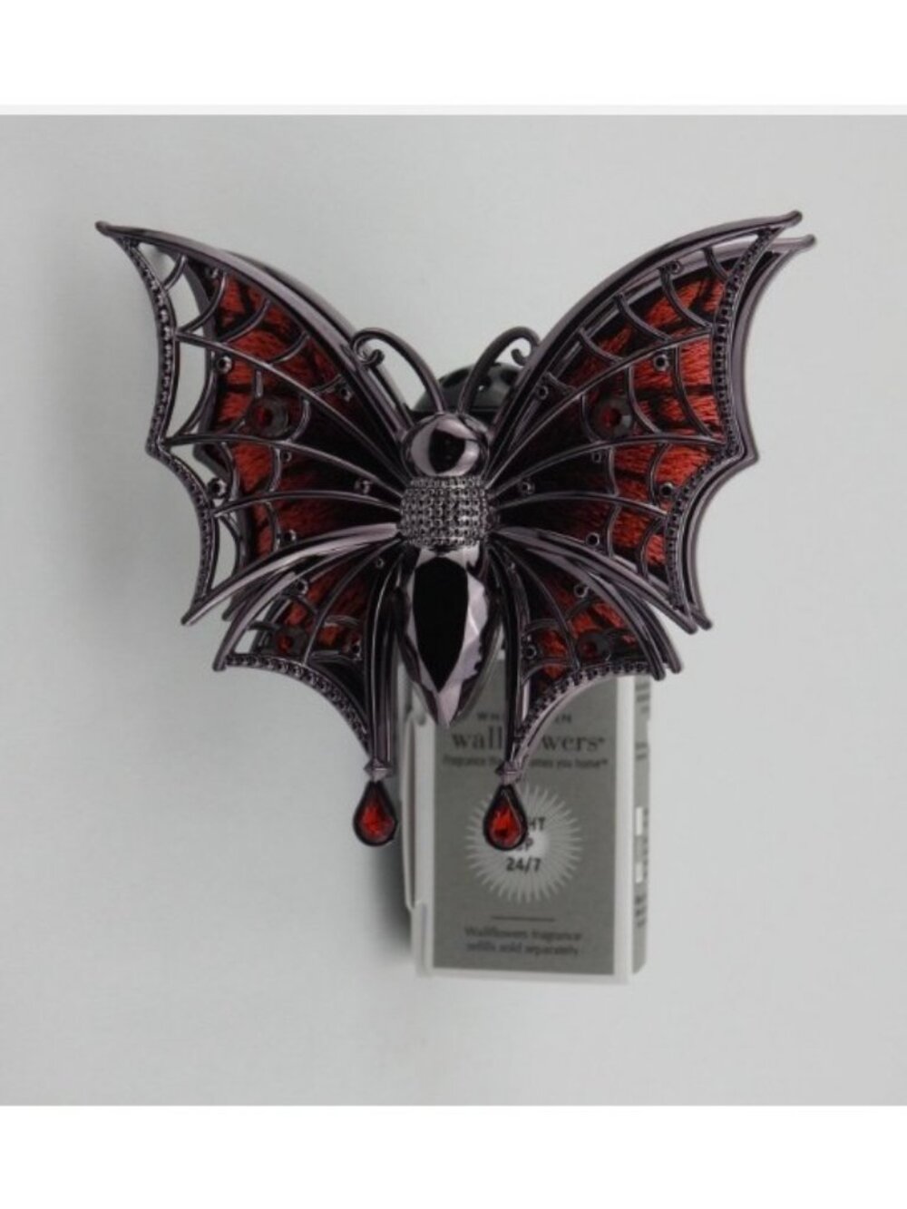 New Bath & Body Works Bedazzled Batterfly Nightlight Plug Projector Bat Moth Red